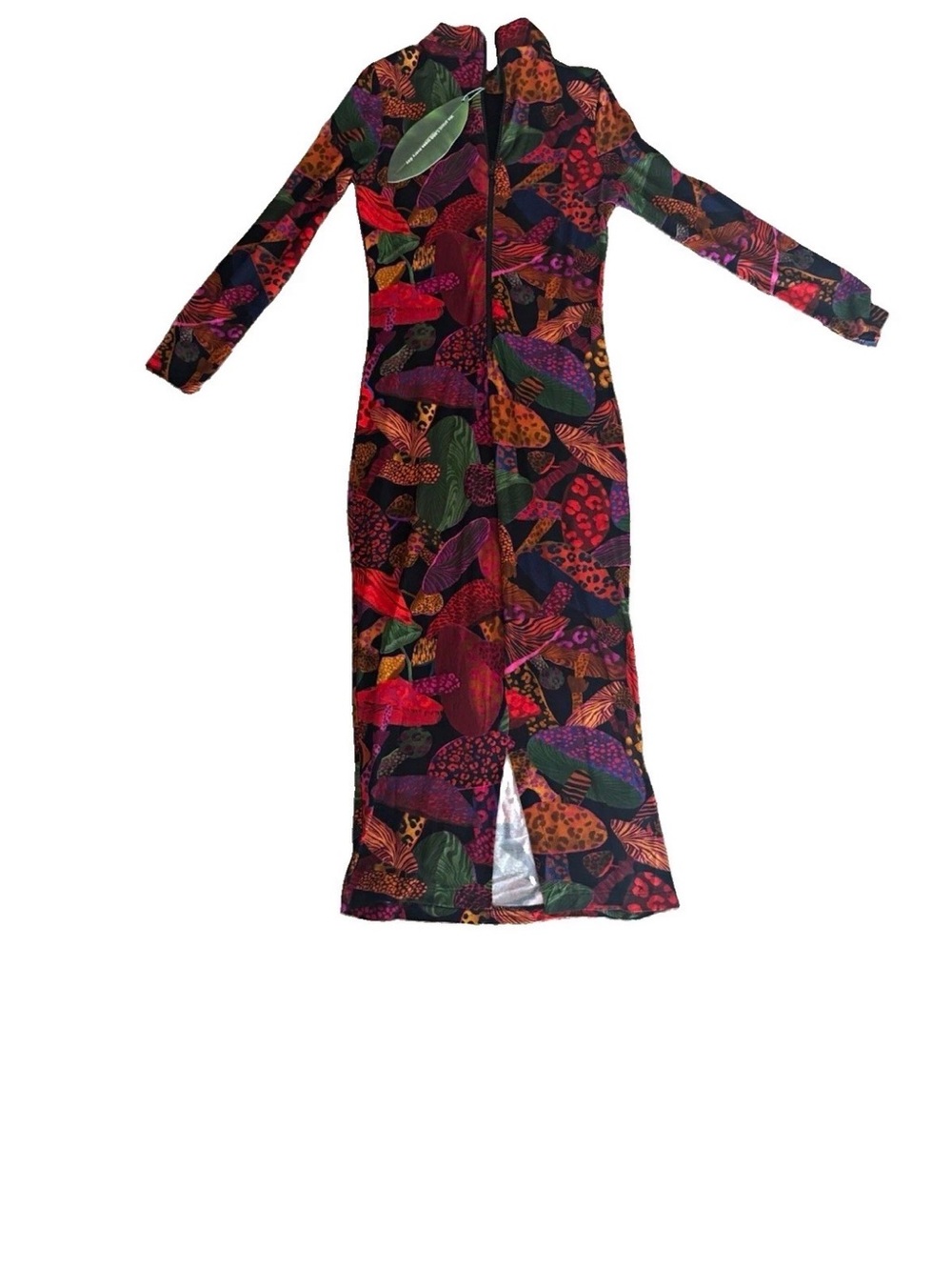 Farm Rio Long Sleeve Dress with Multicolor Leaf Print zipper front size small - Picture 2 of 4